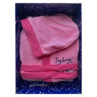Bebitaly Accappatoio Bambino in Spugna con Maniche Lunghe, fantasia Rosa e Fuxia