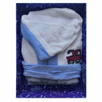 Bebitaly Accappatoio Bambino in Spugna con Maniche Lunghe, fantasia Bianco e Azzurro