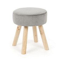 sgabello adeline grigio in legno di pino e velluto h38 cm bizzotto