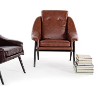 Bizzotto Poltrona Magnum in Metallo ed Ecopelle Arancione Scuro