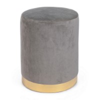 Pouf Lucilla con Struttura in legno, base in acciaio, rivestimento in poliestere effetto velluto, color grigio