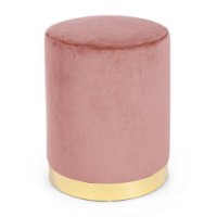 Pouf Lucilla con Struttura in legno, base in acciaio, rivestimento in poliestere effetto velluto, color rosa antik