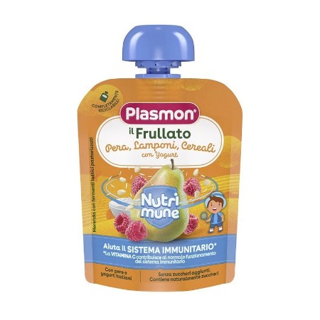 Plasmon Nutrimune Frullato Pera, Lamponi e Yogurt con Cereali - 85gr