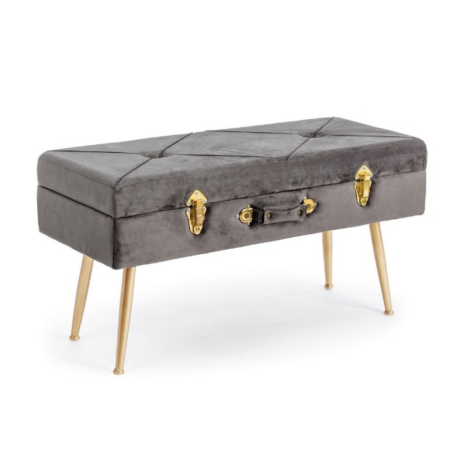 Panca contenitore Polina con Struttura in mdf, gambe in acciaio verniciato color oro, rivestimento in poliestere effetto velluto Bizzotto