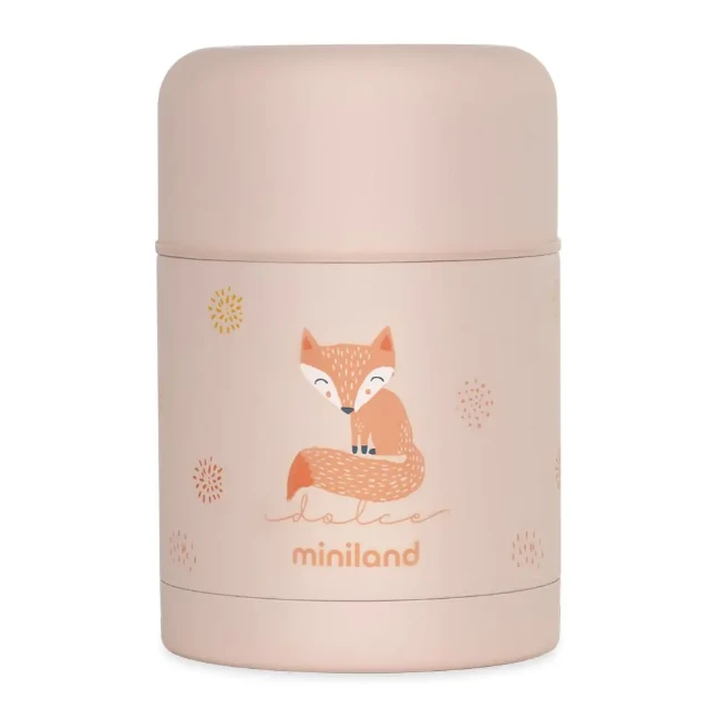 Miniland Food Thermy - Récipient Isotherme 600ml Pour Aliments Bébé - Acier Double Paroi, Maintien Température 12h - Design Palms, Pratique Pour Repas En Déplacement