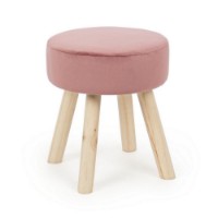 sgabello adeline rosa antik in legno di pino e velluto h38 cm bizzotto