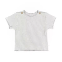 Bamboom Maglia a Maniche Corte con Righe in Bambù Organico - 6 Mesi - Blu