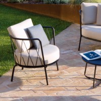 DE600 Vermobil Poltrona Relax Daisy con Cuscini, Colore Grigio Antico e Cuscini Ecru