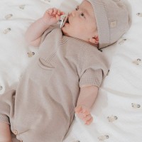 Bamboom Pagliaccetto Knitted Estivo con Tasca Cammello - 1M, 3M, 6M