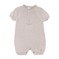 Bamboom Pagliaccetto Knitted Estivo con Tasca Cammello - 1M, 3M, 6M