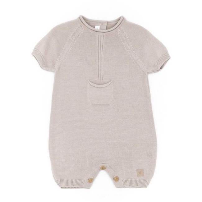 Bamboom Pagliaccetto Knitted Estivo con Tasca Cammello - 1M, 3M, 6M
