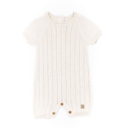 Bamboom Pagliaccetto a Righe Knitted Bianco - 1M, 3M, 6M