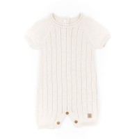 Bamboom Pagliaccetto a Righe Knitted Bianco - 1M, 3M, 6M