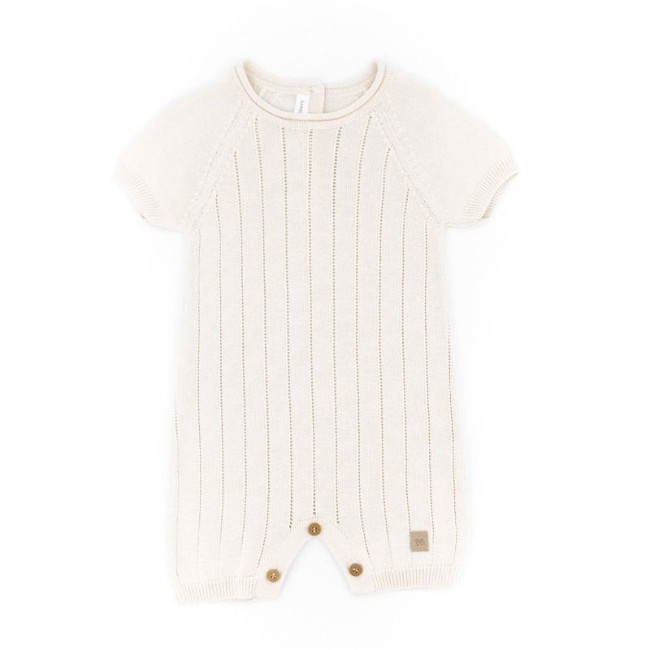 Bamboom Pagliaccetto a Righe Knitted Bianco - 1M, 3M, 6M