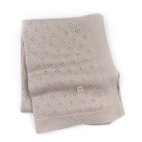 Bamboom Copertina a Righe Traforata Knitted 75x100cm - Cammello