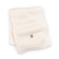Bamboom Copertina a Righe Traforata Knitted 75x100cm  - Off White