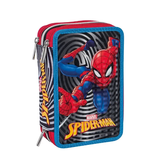 Spiderman Astuccio Completo 3 Zip con Penna Frixon
