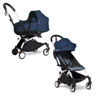 Babyzen Passeggino con Telaio White Yoyo2 e Navicella Bassinet - Navy/Air France Blue