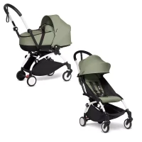 Babyzen Passeggino con Telaio White Yoyo2 e Navicella Bassinet - Olive