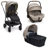 Nuna Trio Passeggino Triv con Seduta All Season, Navicella Triv Dream Drape e Seggiolino Auto Arra Next i-Size - Timber/Hazelwood