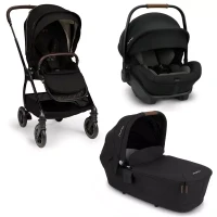 Nuna Trio Passeggino Triv con Seduta All Season, Navicella Triv Dream Drape e Seggiolino Auto Arra Next i-Size - Caviar/Riveted