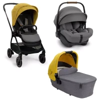 Nuna Trio Passeggino Triv con Seduta All Season, Navicella Triv Dream Drape e Seggiolino Auto Arra Next i-Size - Lemon/Granite