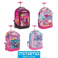 Cartable Trolley Mitama Pour école - Double Compartiment, Violet/noir, Roues Silencieuses 7cm