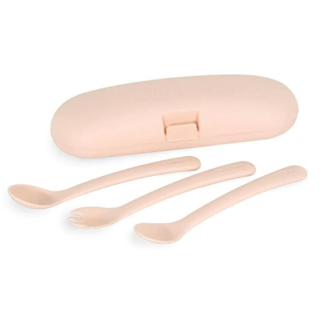 Set Posate Miniland Valencia Per Neonati - Cucchiaio Morbido, Forchetta E Custodia Igienica