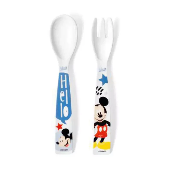 Lulabi Set 2 Posate Disney con Forchetta e Cucchiaio 6m+ - Mickey Mouse
