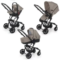 Foppapedretti Trio Up3 con Passeggino a Seduta Reversibile max 15kg, Navicella e Seggiolino Auto i-Size - Sabbia