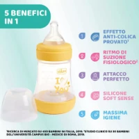 Chicco Biberon Perfect 5 con Valvola Anticolica 150ml - Giallo