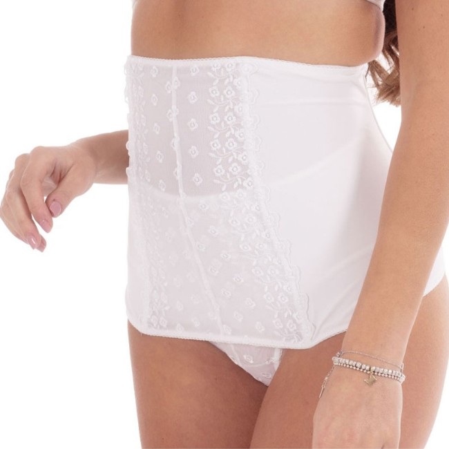 My Sanity Fascia Post Parto Modellante Con Tulle Ricamato colore Bianco - tg S, M, L, XL