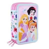 Cerdà Astuccio 3 Zip con Accessori Principesse Disney