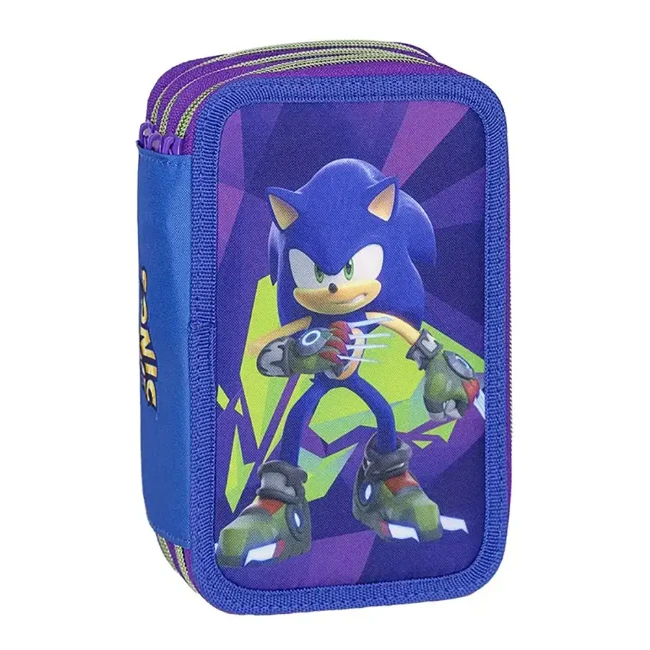 Cerdà Astuccio 3 Zip con Accessori Sonic the Hedgehog