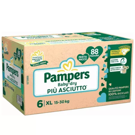 Pampers Pannolini Baby Dry Pentapack XL 15-30kg - 88pz