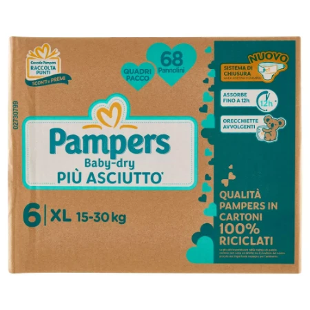 Pampers Pannolini Baby Dry 6 XL 15-30kg - 68pz