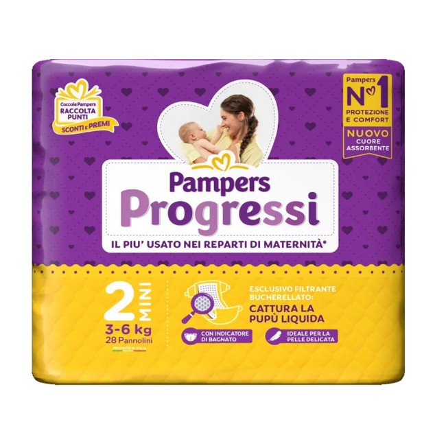 Pampers Progressi Pannolino 2 Mini 3-6 kg - 28 pz