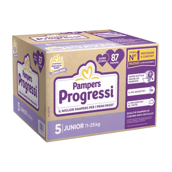 Paniate - Pampers Progressi Pannolini Pentapack 5 Junior 11-25kg - 87 pz