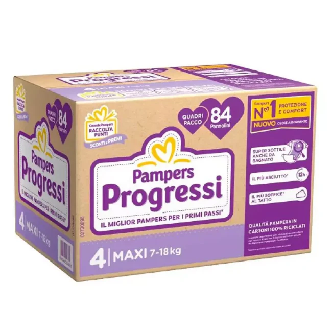 Pampers Progressi Pannolini 4 Maxi 7-18kg - 84 pz