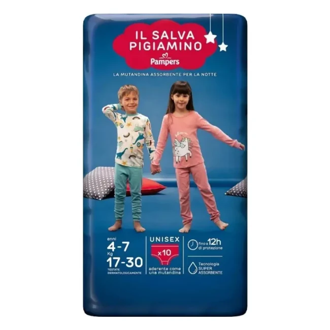 Pampers Mutandina Assorbente Salva Pigiamino 17-30kg - 10 pz 