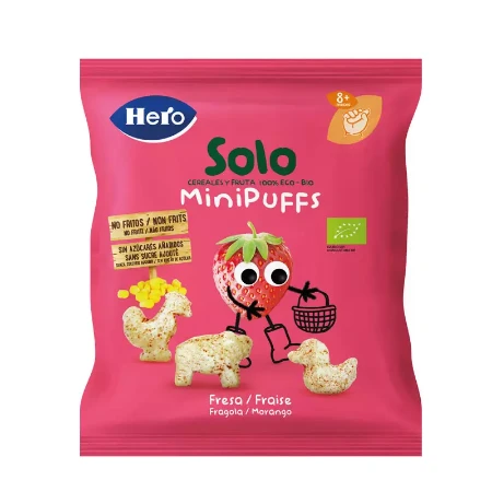 Hero Solo Snack Mini Puff Biologici Gluten Free, gusto Fragola - 18 gr