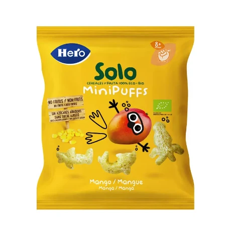 Hero Solo Snack Mini Puff Biologici Gluten Free, gusto Mango - 18 gr