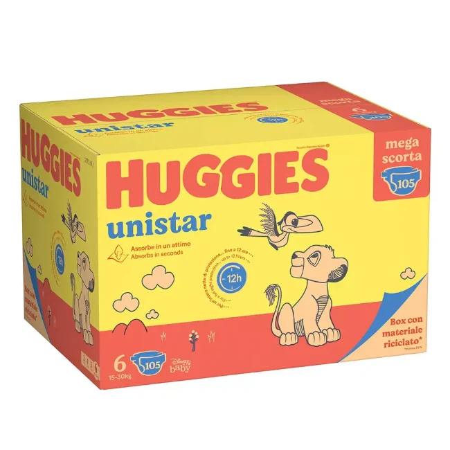 Huggies Unistar 6 Mega Pack 15-30kg - 105 pz