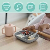 Béaba Set Pappa Apprendimento in Silicone con Piatto, Tazza e Cucchiaio
