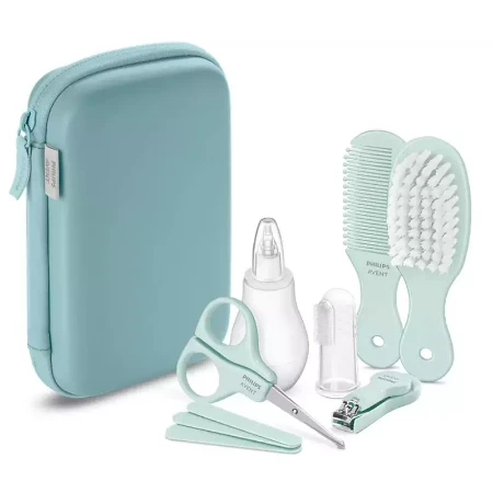 Philips Avent Set Baby Care con Forbicine, Aspiratore Nasale, Limette, Tagliaunghie, Spazzola e Pettine