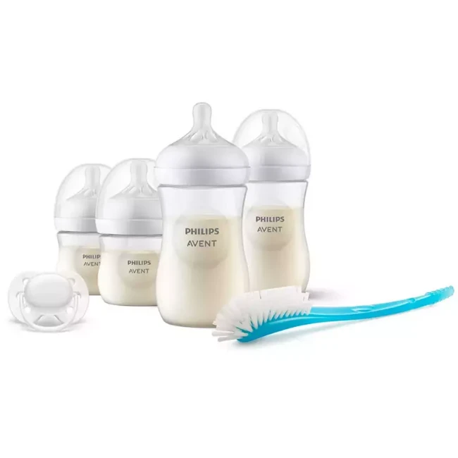 Set Regalo Philips Avent 4 Biberon + Ciuccio - Natural Response Anti-Coliche Per Neonati 0-12 Mesi