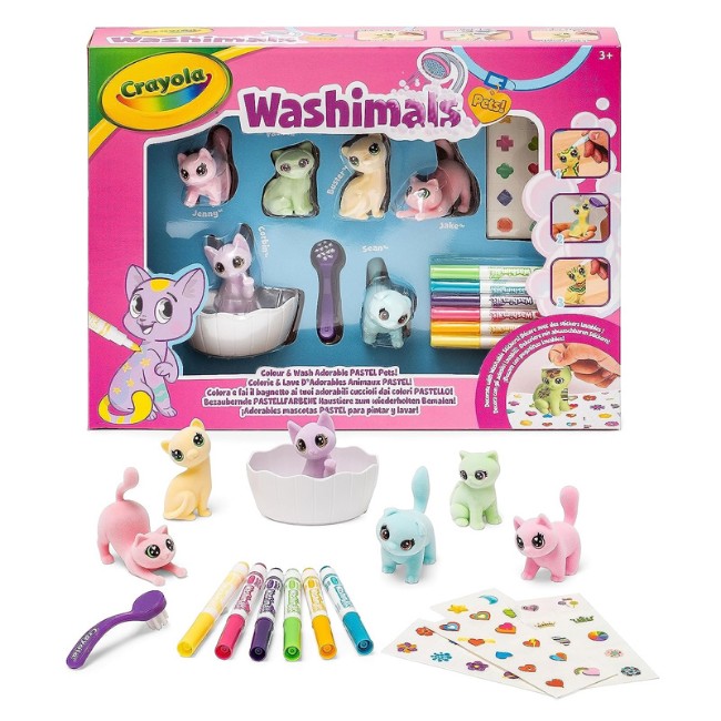 Crayola Washimals Pets Set Attività con Adesivi e Colori Pastello