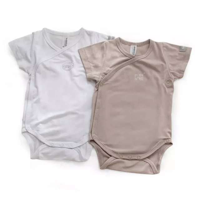 Bamboom 2 pz Body a Maniche Corte con Bottoni 9-12m - Cammello