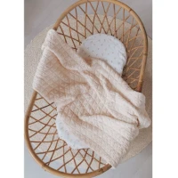 Bamboom Coperta Lettino Goffrato in Spugna di Bambù Organico e Peluche 100x140cm - Water Peach