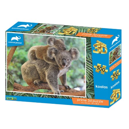 Prime 3D Puzzle Lenticolare 3D Animal Planet Koalas 500 Pezzi